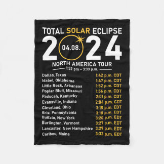 Eclipse 太陽の 2024北米ツアー州Totali フリースブランケット