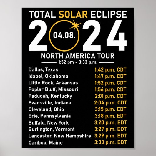 Eclipse 太陽の 2024北米ツアー州Totali ポスター (正面)