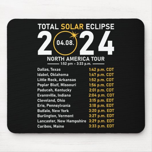 Eclipse 太陽の 2024北米ツアー州Totali マウスパッド (正面)