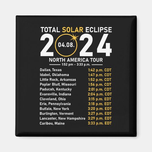 Eclipse 太陽の 2024北米ツアー州Totali マグネット (正面)