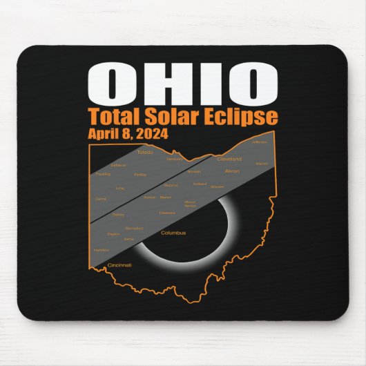 Eclipse 太陽の 2024州オハイオ地図太陽の合計 マウスパッド (正面)