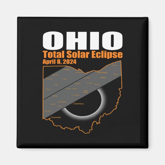 Eclipse 太陽の 2024州オハイオ地図太陽の合計 マグネット (正面)