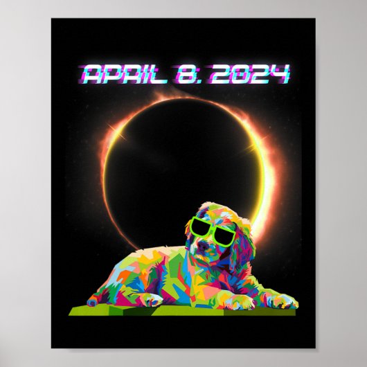 Eclipse 太陽の 2024年4月8日犬太陽の食ガラス ポスター (正面)