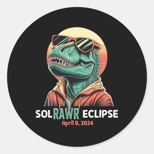 Eclipse 太陽の 2024年4月8日Eclipse Kids Boys Trex ラウンドシール (正面)