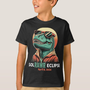 Eclipse 太陽の 2024年4月8日Eclipse Kids Boys Trex Tシャツ