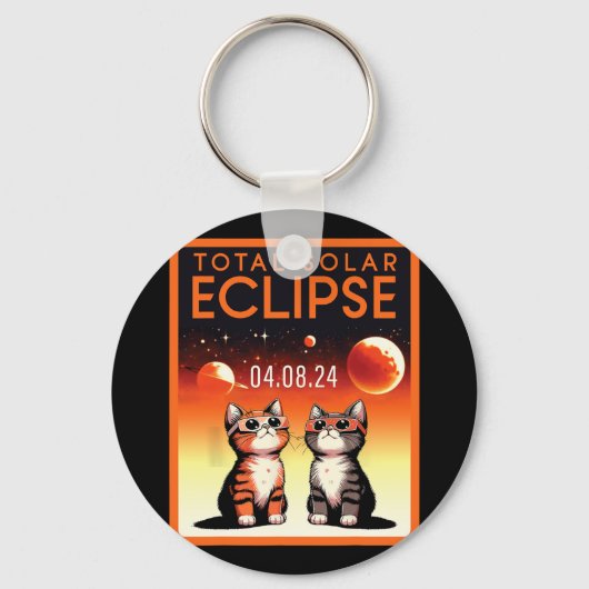 Eclipse 太陽の 2024猫総太陽の食4.08.2 キーホルダー (正面)