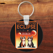 Eclipse 太陽の 2024猫総太陽の食4.08.2 キーホルダー (正面)
