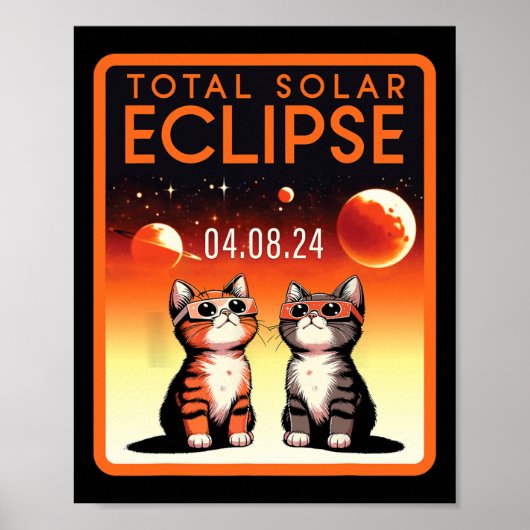 Eclipse 太陽の 2024猫総太陽の食4.08.2 ポスター (正面)