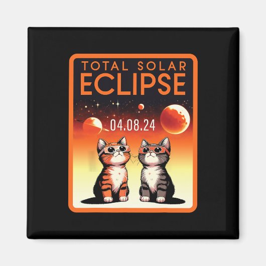 Eclipse 太陽の 2024猫総太陽の食4.08.2 マグネット (正面)