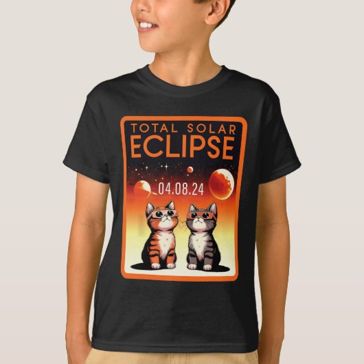 Eclipse 太陽の 2024猫総太陽の食4.08.2 tシャツ (正面)