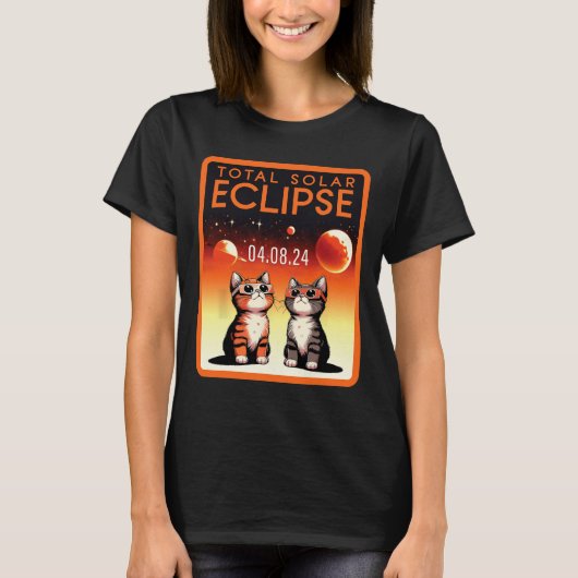 Eclipse 太陽の 2024猫総太陽の食4.08.2 tシャツ (正面)