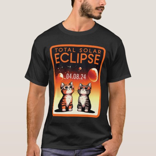 Eclipse 太陽の 2024猫総太陽の食4.08.2 tシャツ (正面)