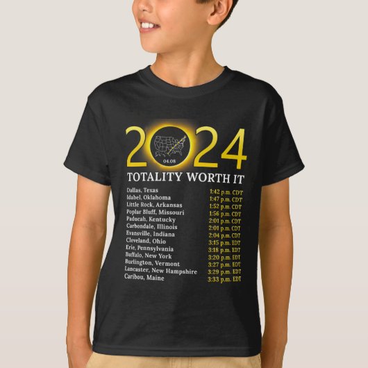 Eclipse 太陽の 2024総おもしろい値U Tシャツ (正面)