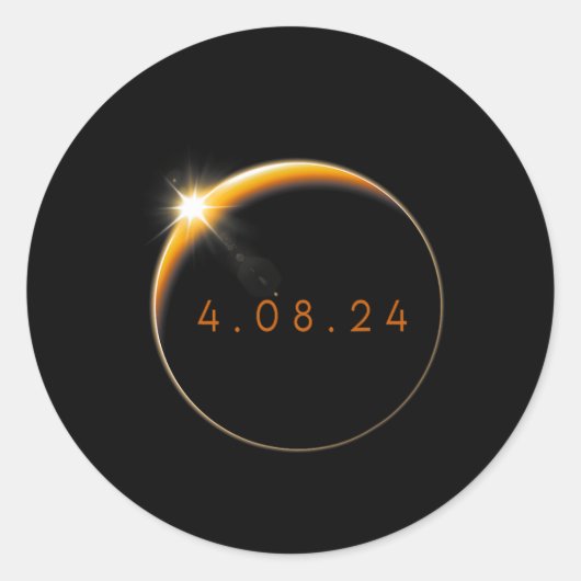 Eclipse 太陽の 2024 040824 Eclipse Mens Womens Kids ラウンドシール (正面)