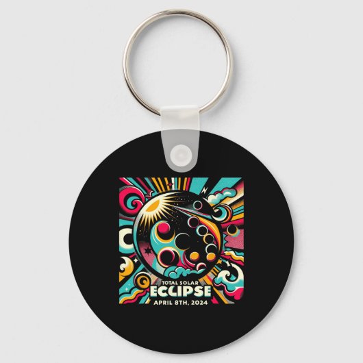 Eclipse 太陽の 2024 04.08.24 Eclipse Mens Womens Ki キーホルダー (正面)