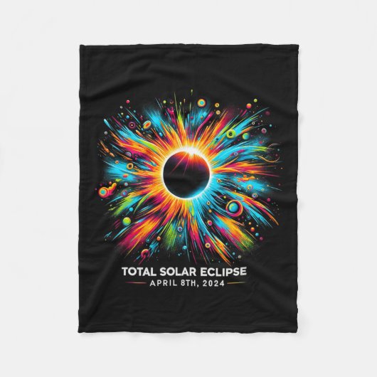 Eclipse 太陽の 2024 04.08.24 Eclipse Mens Womens Ki フリースブランケット (正面)