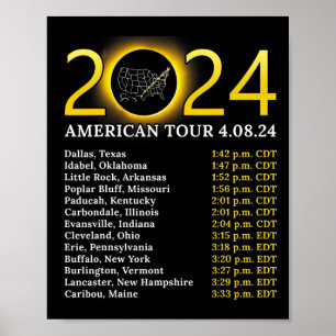 Eclipse 太陽の 2024 American Tour 2024 Totality Tot ポスター