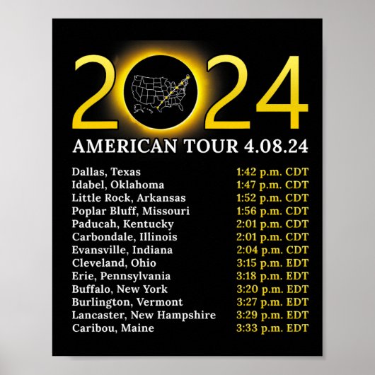 Eclipse 太陽の 2024 American Tour 2024 Totality Tot ポスター (正面)