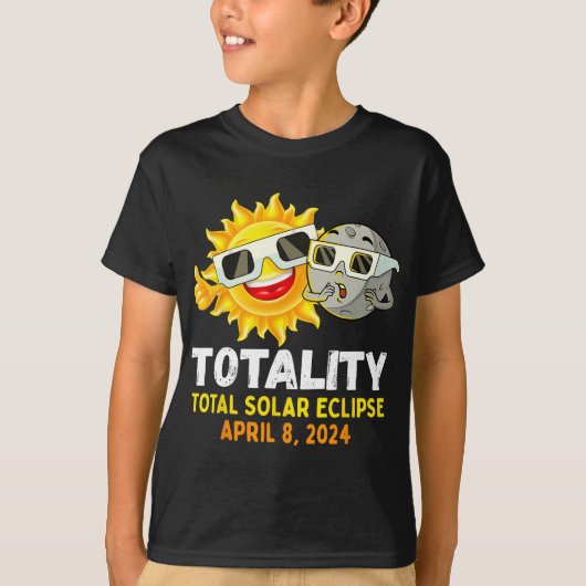 Eclipse 太陽の 2024 Gles おもしろい Sun Moon Kids Boys Tシャツ (正面)