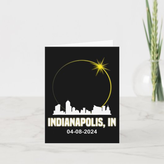 Eclipse 太陽の 2024 Indianapolis Skyline Indiana Ec カード (正面)