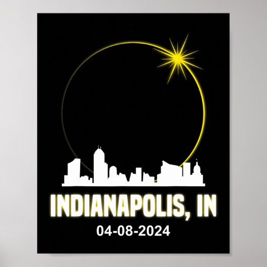 Eclipse 太陽の 2024 Indianapolis Skyline Indiana Ec ポスター (正面)