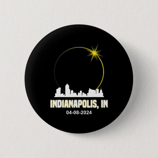 Eclipse 太陽の 2024 Indianapolis Skyline Indiana Ec 缶バッジ (正面)