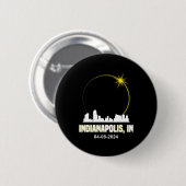 Eclipse 太陽の 2024 Indianapolis Skyline Indiana Ec 缶バッジ (正面&裏面)