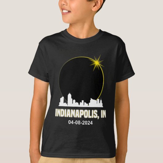 Eclipse 太陽の 2024 Indianapolis Skyline Indiana Ec Tシャツ (正面)