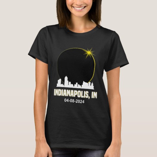 Eclipse 太陽の 2024 Indianapolis Skyline Indiana Ec Tシャツ (正面)