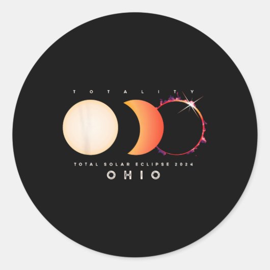 Eclipse 太陽の 2024 Ohio Total Eclipse America Garp ラウンドシール (正面)