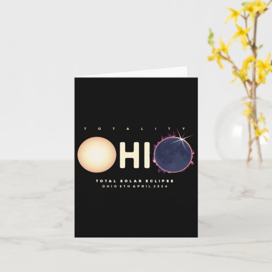 Eclipse 太陽の 2024 Ohio Total Eclipse Astronomy Gr カード (黄色い花)