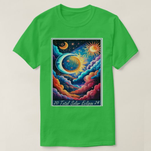 Eclipse 太陽の 2024 Starryグラフィックデザイン合計 Tシャツ (デザイン正面)