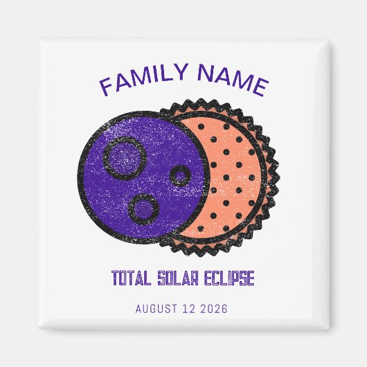 Eclipse 太陽の 2026カスタムの合計 マグネット (正面)