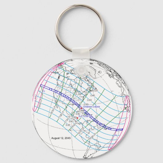 Eclipse 太陽の 2045のグローバルパス合計 キーホルダー (正面)