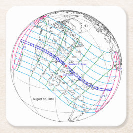 Eclipse 太陽の 2045のグローバルパス合計 スクエアペーパーコースター