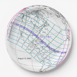 Eclipse 太陽の 2045のグローバルパス合計 ペーパープレート