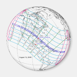 Eclipse 太陽の 2045のグローバルパス合計 マグネット