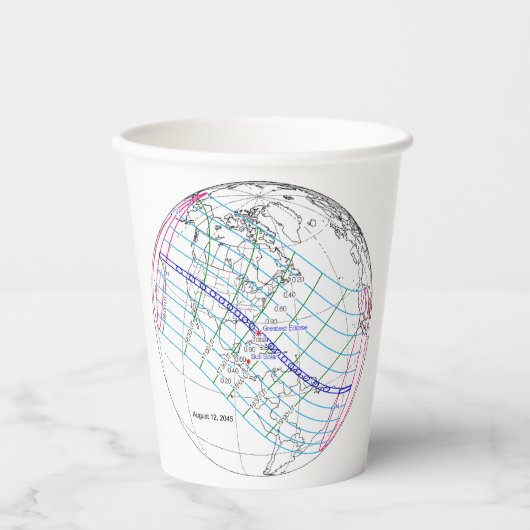 Eclipse 太陽の 2045のグローバルパス合計 紙コップ (正面)