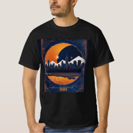 Eclipse 太陽の Cityscape Hills 2024メンズネームを追加 Tシャツ