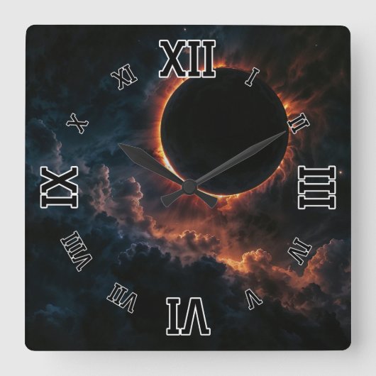 Eclipse 太陽の That Awe AI Artインスパイア by Xzendor7 スクエア壁時計 (正面)