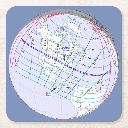 Eclipse 2017の太陽のグローバルパスの合計 スクエアペーパーコースター (正面)
