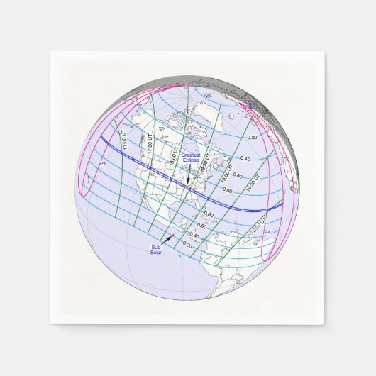 Eclipse 2017の太陽のグローバルパスの合計 スタンダードカクテルナプキン (正面)