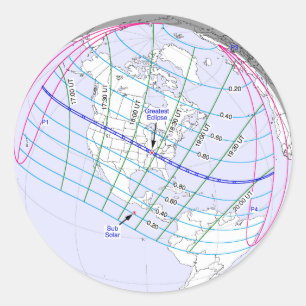 Eclipse 2017の太陽のグローバルパスの合計 ラウンドシール