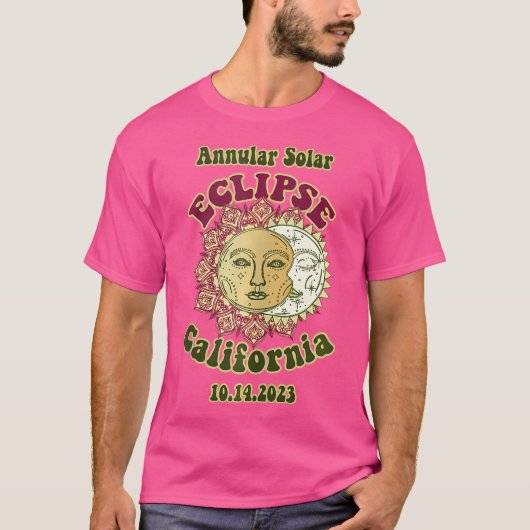 Eclipse 2023環状太陽の1970Sレトロ天文学C Tシャツ (正面)