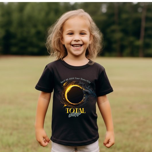 Eclipse 2024の太陽のお住まいの都市州の子供たち tシャツ
