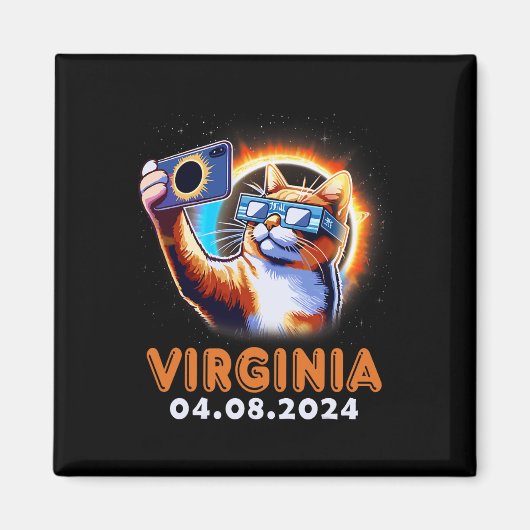 Eclipse 2024のVirgを使用した太陽の自撮り マグネット (正面)