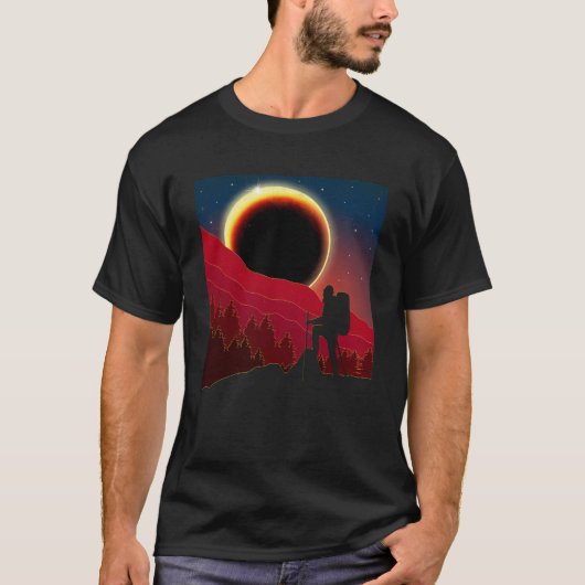 Eclipse 2024アメリカ太陽ののトータルハイカー tシャツ (正面)
