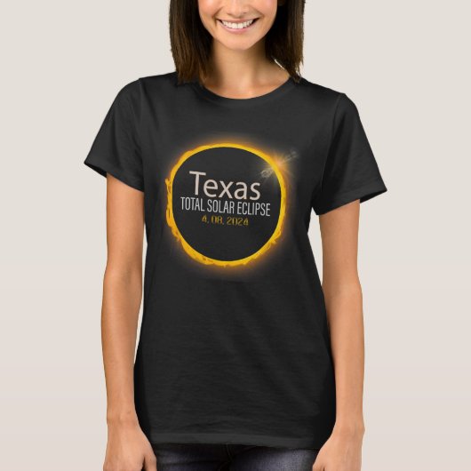Eclipse 2024シャツ全日食太陽の州テキサス州 tシャツ (正面)
