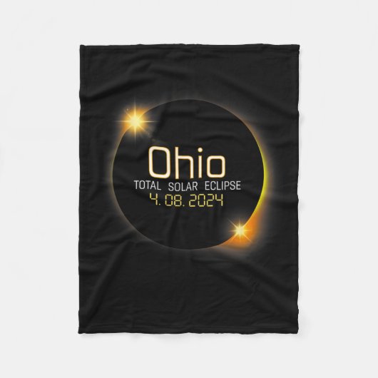 Eclipse 2024シャツ州オハイオ総太陽の食 フリースブランケット (正面)