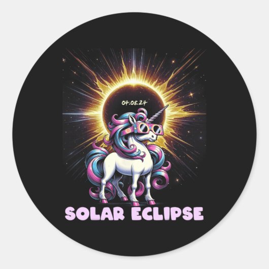 Eclipse 2024シャツ皆既日食4月8日24日Unic ラウンドシール (正面)